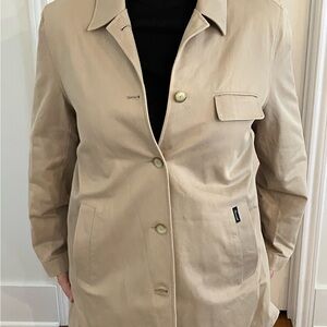 Faconnable Women's Field Coat in Khaki/Tan Cotton Twill